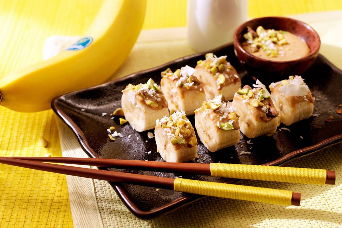 Sushi alla banana con cocco