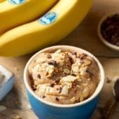 Gelato alla banana, burro di mandorle e cioccolato