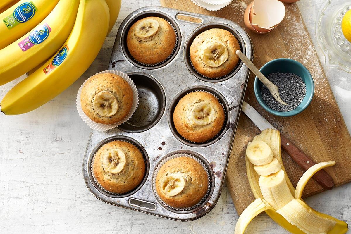 Muffin al limone con semi di chia, banana Chiquita
