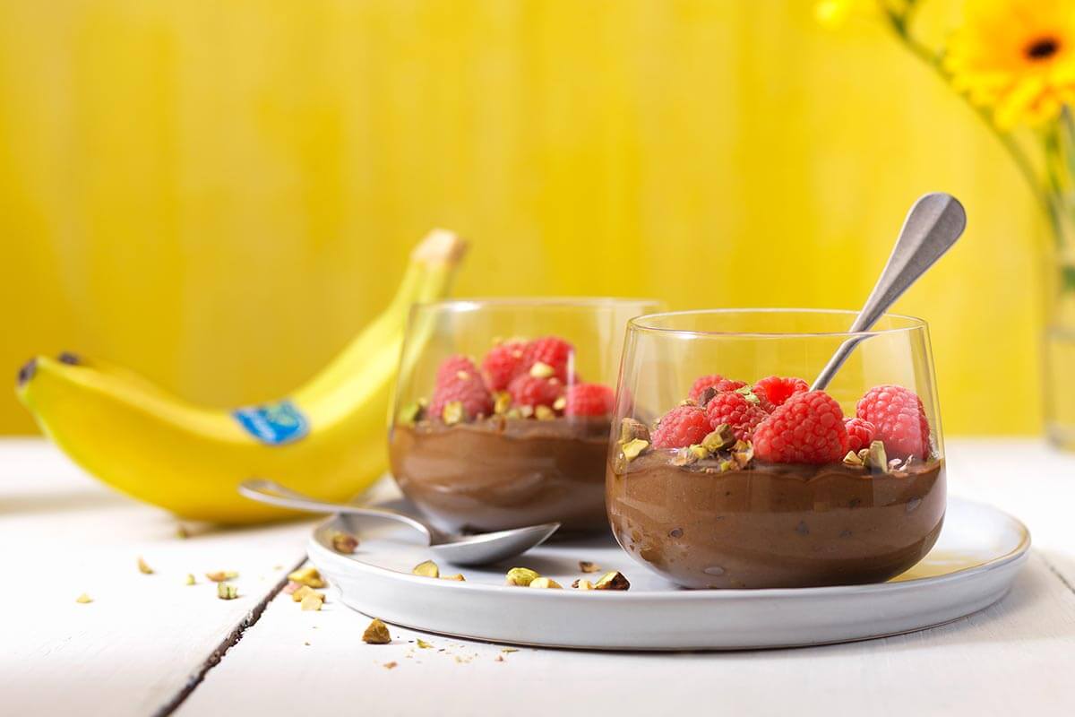 Mousse di banana Chiquita e cioccolato senza zucchero