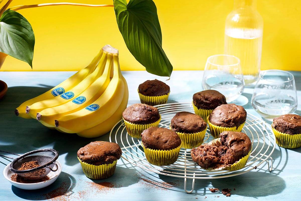 Muffin vegani al cioccolato e banane Chiquita