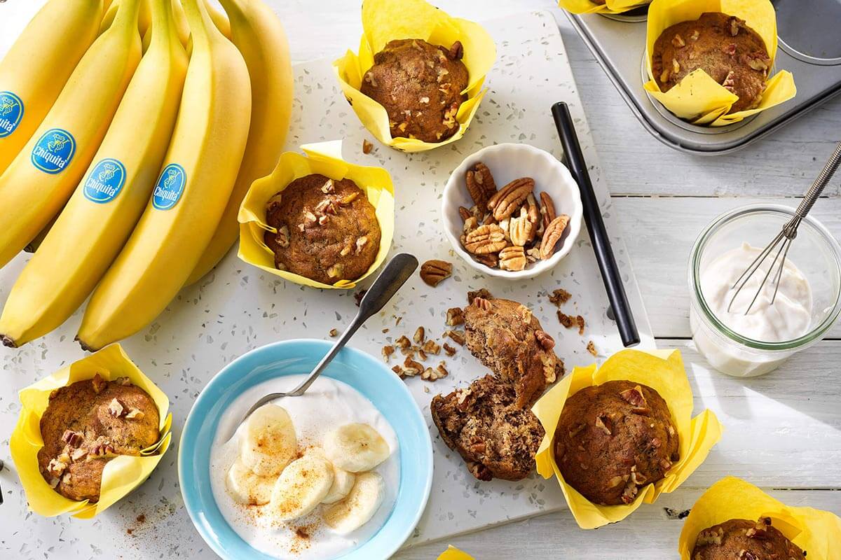 Muffin vegani con banane Chiquita e noci pecan