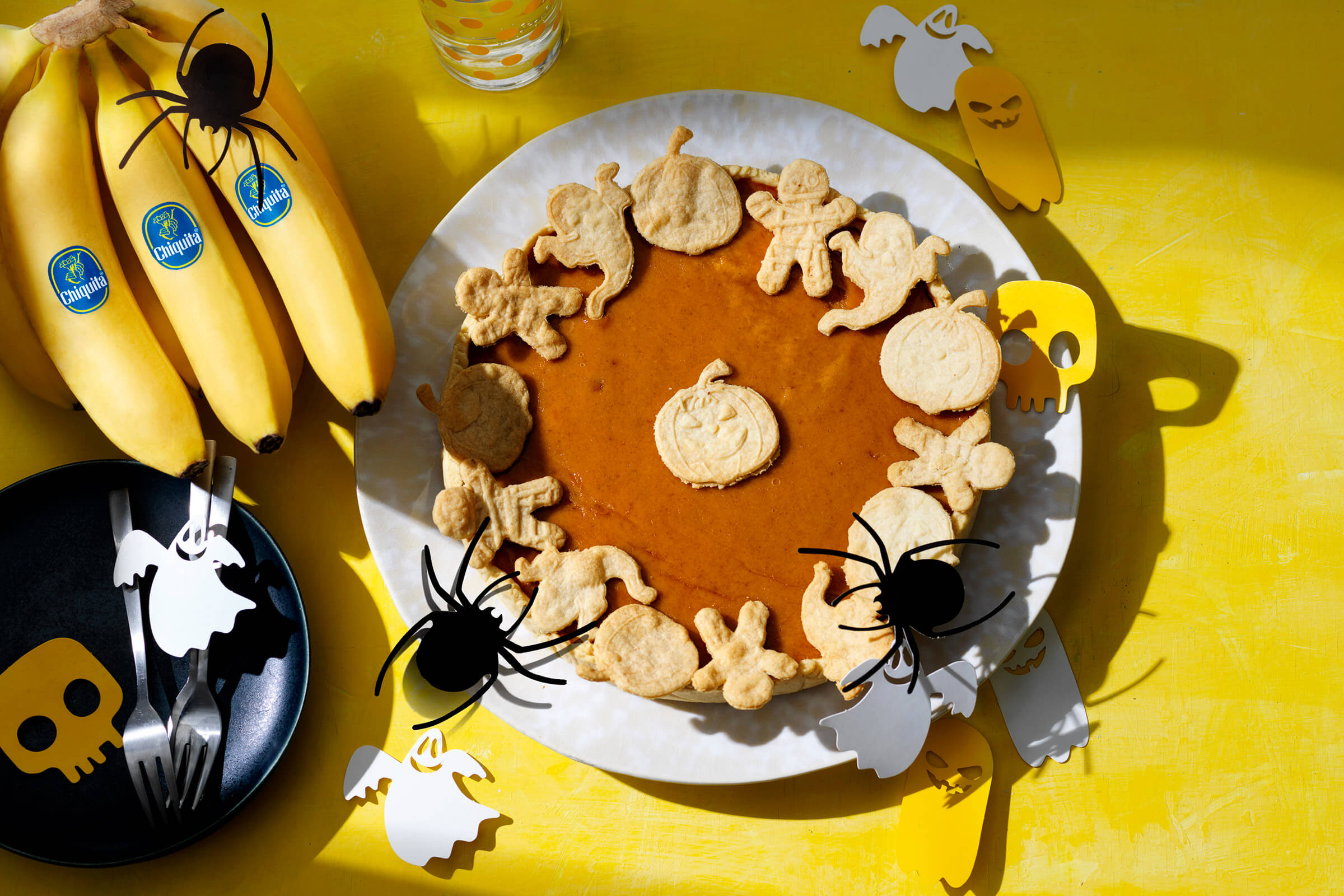 Torta di zucca con banane Chiquita per Halloween facile da preparare
