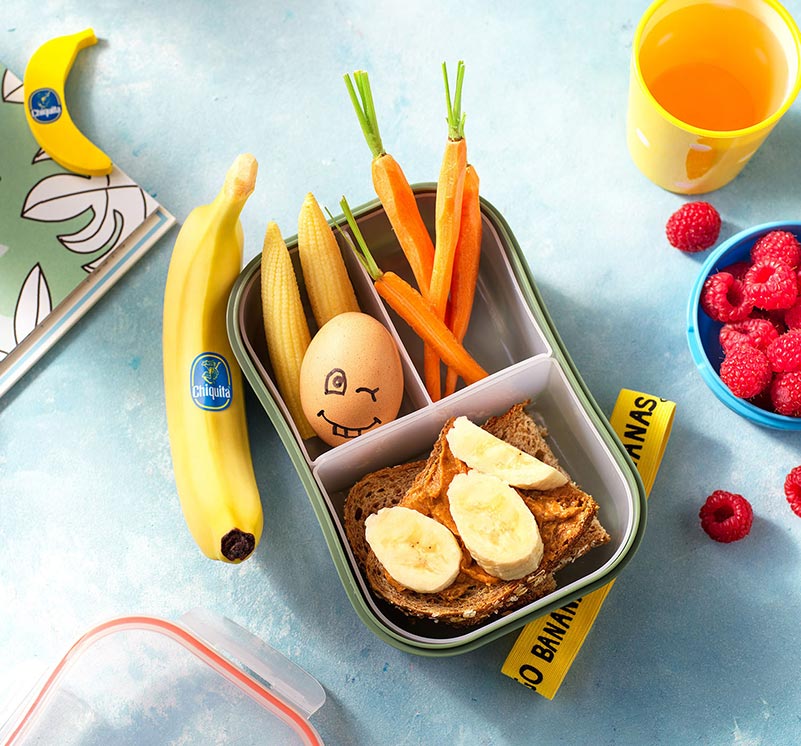 Snackbox with a peanut butter Chiquita banana sandwich