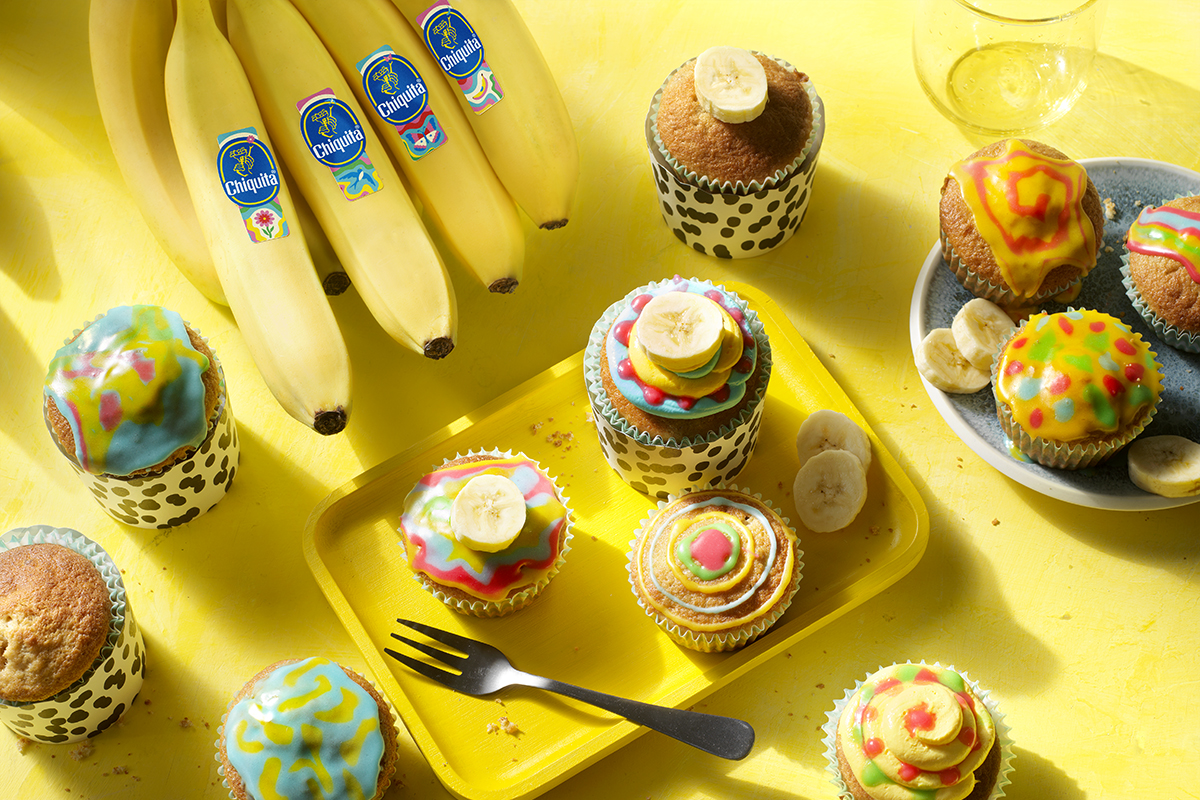 Cupcake colorati alle banane Chiquita